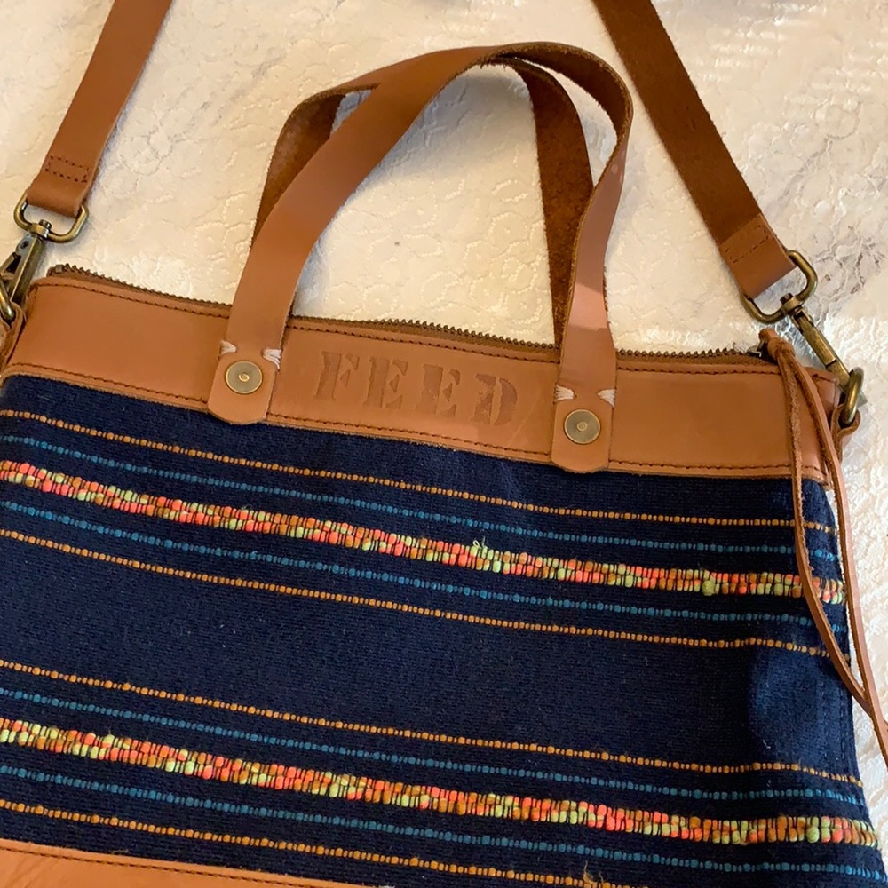 FEED Project Handbag Crossbody Leather And Tweed